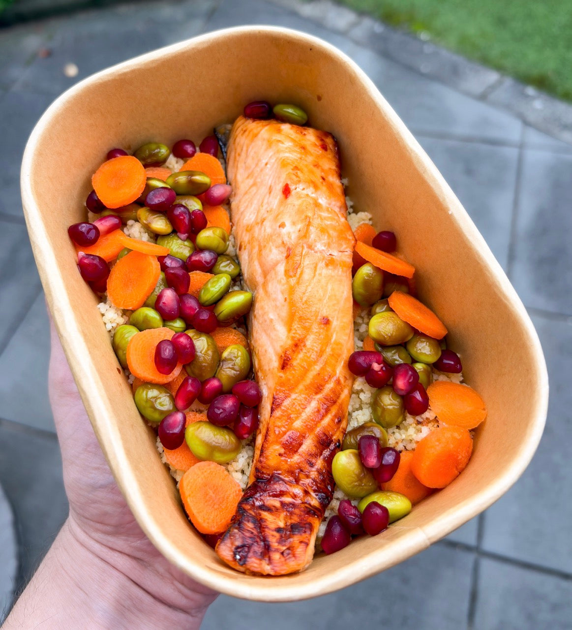 Zalm met sweet chili en couscous